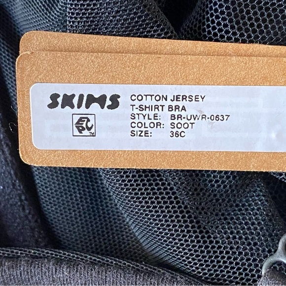 SKIMS Cotton Jersey‎ Mesh Lining Underwire Bra Soot Size 36DD - Picture 4 of 6